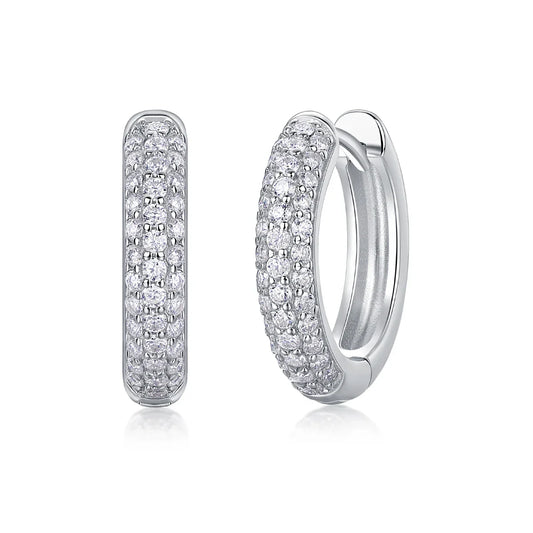 D color moissanite stud earrings 925 silver 18K gold plated hoop earrings, women's wedding party jewelry with gift box