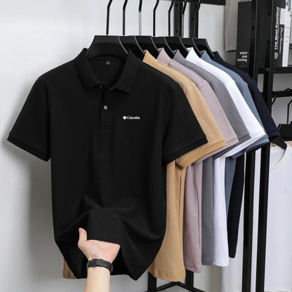 High end brand polo shirt letter printed men's short sleeved 100% cotton comfortable breathable casual 2026 summer new T-shirt