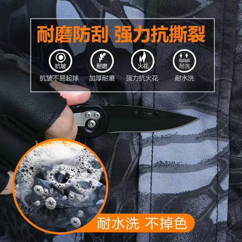 Outdoor Uniform Men's Soft Tracksuit Suit Black Python Pattern Wear-resistant Overalls Labor Insurance Cloth