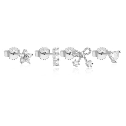 CANNER Set Double Layer Smooth Classic Hoop Earrings For Women 925 Sterling Silver Ins Flower Color Zircon Earrings Fine Jewelry