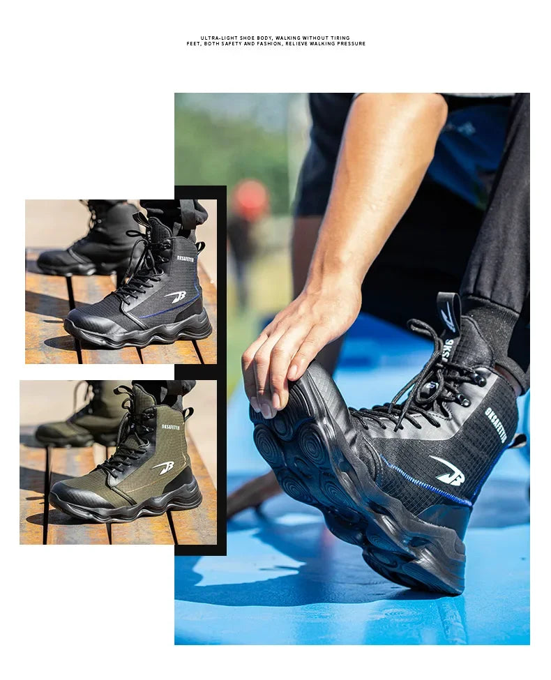 Safety Shoes Men Boots High Top Work Sneakers Steel Toe Cap Anti-smash Puncture-Proof work Boots Indestructible Shoes