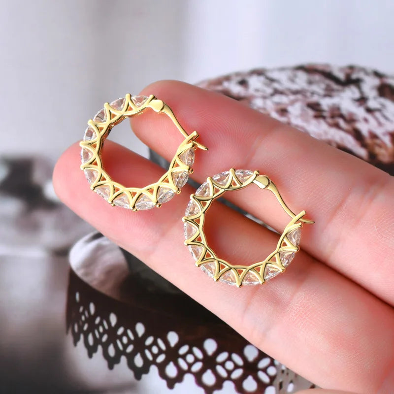 Luxury D Color 4mm 0.3CT Full Moissanite Hoop Earrings for Women S925 Silver All Diamond Earring Ear Buckle Fine Jewelry
