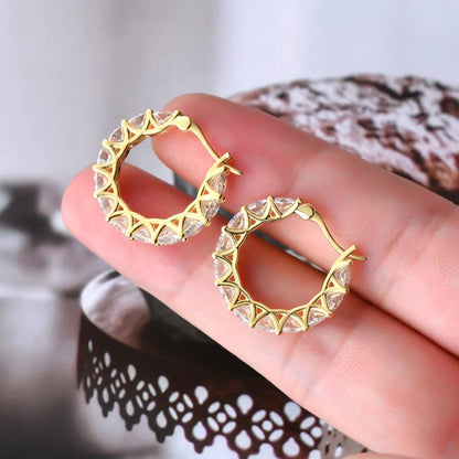 Luxury D Color 4mm 0.3CT Full Moissanite Hoop Earrings for Women S925 Silver All Diamond Earring Ear Buckle Fine Jewelry