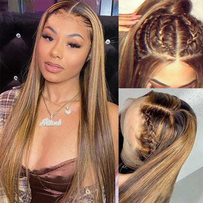 Highlight Wig 13x6 Hd Lace Frontal Wig Natural Hairline PrePlucked 30 Inch 13x4 Honey Blonde Straight Lace Front Wigs Human Hair