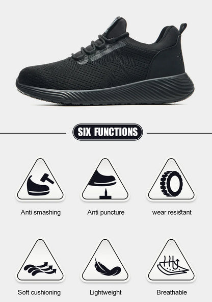 Safety Shoes Men With Steel Toe Cap Anti-smash Men Work Shoes Sneakers Light Puncture-Proof Indestructible Shoes Dropshipping
