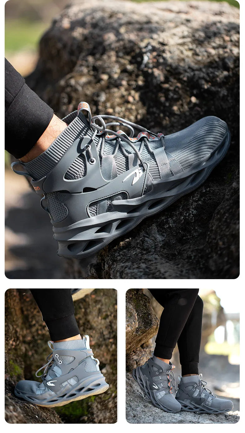 New Breathable Men Boots Anti-smash Work Sneakers Safety Shoes With Steel Toe Cap Indestructible Work Boots Hiking Shoes