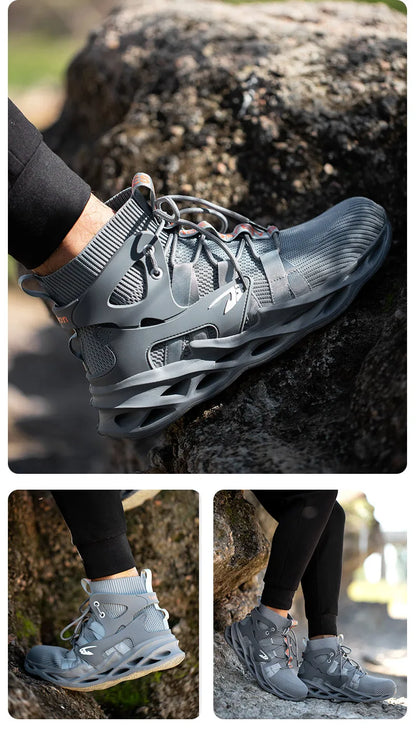 New Breathable Men Boots Anti-smash Work Sneakers Safety Shoes With Steel Toe Cap Indestructible Work Boots Hiking Shoes