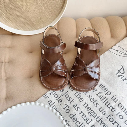 New Summer Children‘s Flat Sandals Floral Decor Girls Princess Shoes School Non-slip Soft Kids Dress Sandals for Beach Outdoor