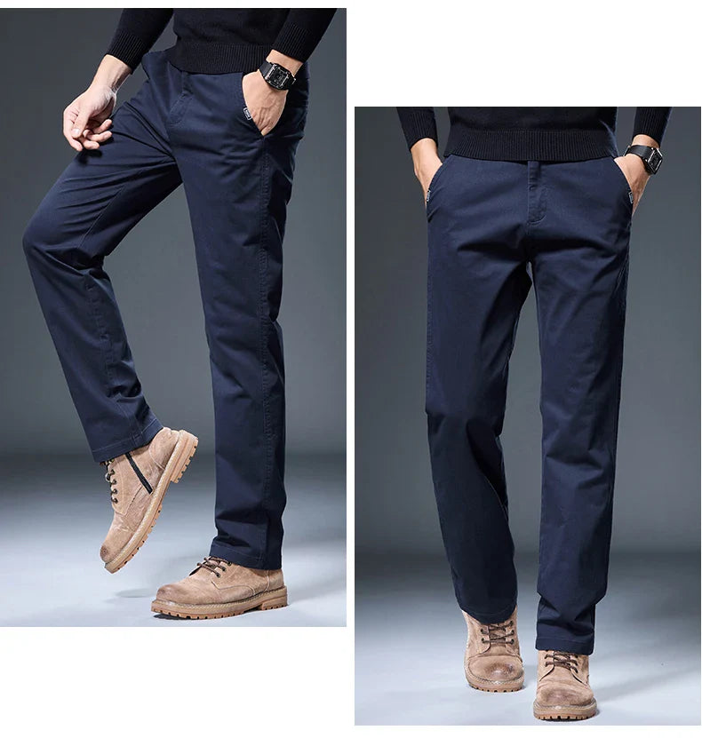 Spring Autumn Male Casual Pants Korean Mens Clothing Business Straight Work Trousers Solid Color Classic Versatile Man Pants