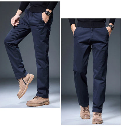 Spring Autumn Male Casual Pants Korean Mens Clothing Business Straight Work Trousers Solid Color Classic Versatile Man Pants
