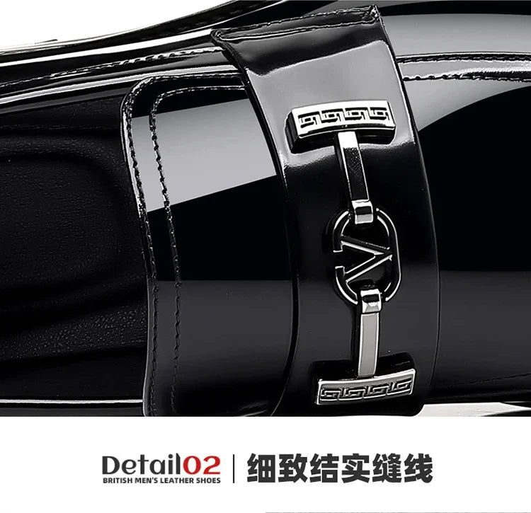 Men's Leather Shoes Genuine Leather High-end Brand One-pedal Formal Business 2025 New Shoes Glossy Doudou  Wedding  Dress Shoes