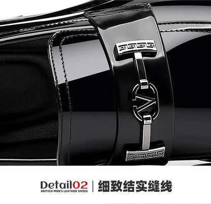 Men's Leather Shoes Genuine Leather High-end Brand One-pedal Formal Business 2025 New Shoes Glossy Doudou  Wedding  Dress Shoes