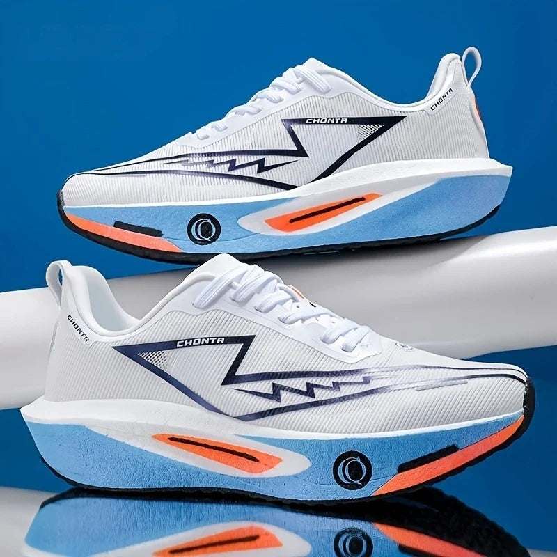 Tênis Masculino Esportivo Casual Confortável e Moderno para Corrida - Parte Superior em Tecido Respirável, Antiderrapante, Resistente ao Desgaste, Sola com Absorção de Choque, Cadarço, Bico Redondo, Adequado para Todas as Estações