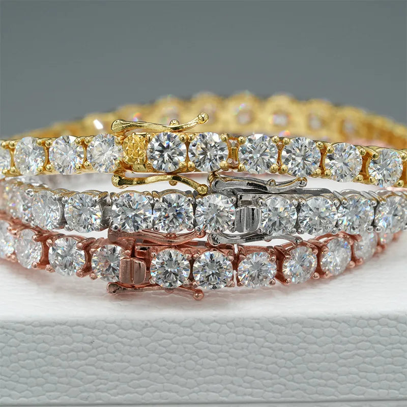 Real D Color Full 2/2.5/3/4/5/6.5mm Moissanite Tennis Bracelet For Women S925 Plated 18K Rose Gold Diamond Link Bracelets