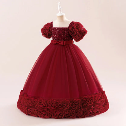 Summer Flower Girls Party Dress Elegant Tulle Bridesmaids Wedding Princess Dresses Girl Gala Birthday Evening Christmas Costumes