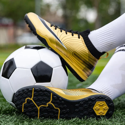 Men Football Boots Children Soccer Cleats Professional Golden Football Shoes for Boys Kids Indoor Soccer Shoes