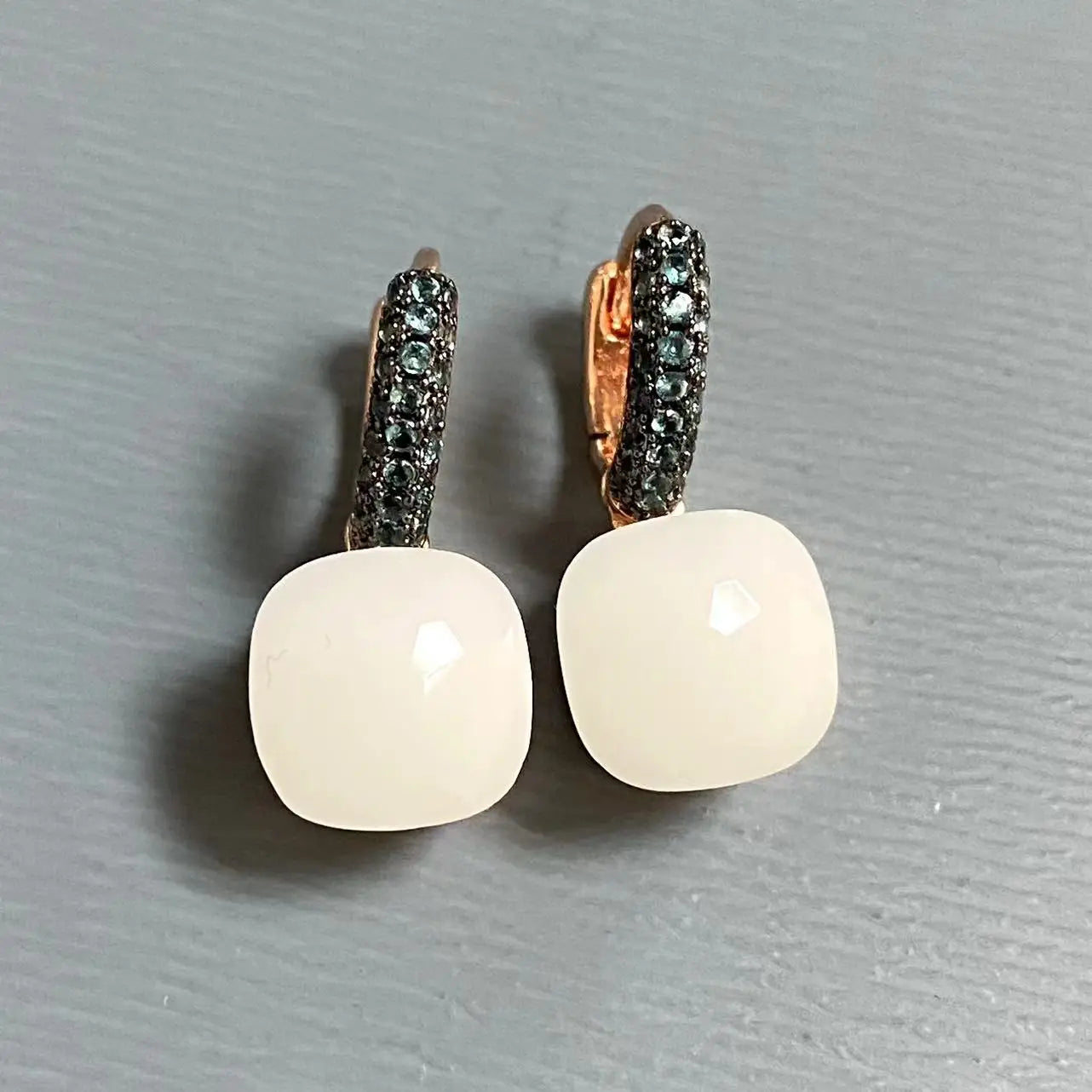 Classic Nudo Earrings Inlay Blue Topaz Zircon With Black Gun Plated Brown Crystal Earrings Fashion Jewelry Gift For Women