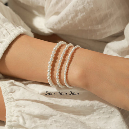 925 Sterling Silver Elegant Delicate 3MM 4MM 5MM Stackable Shell Pearl Bracelet For Women Party Fine Jewelry Gifts