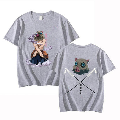 New Hot Anime Hashibira Inosuke Printed T-shirts Women Men Fashion Casual Loose Round Neck Creative Personalized T-shirts