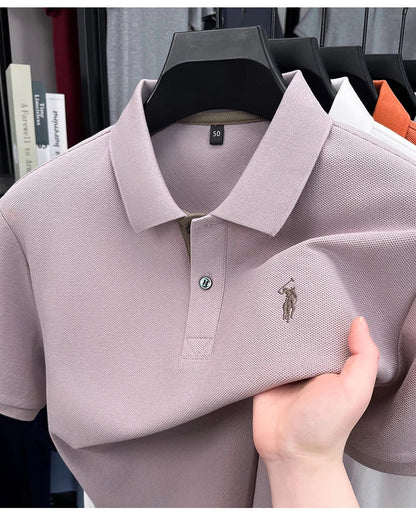 100% pure cotton high-end brand men's short sleeve polo shirt comfort lightweight summer casual T-shirt youthful fashionable top