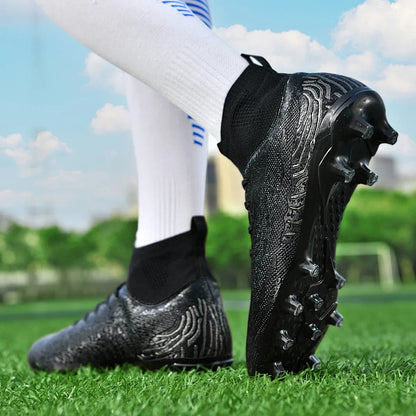 Men & Women AG Stud Leather Football Shoes, Anti-slip, for adult & student training, artificial and natural grass pitches