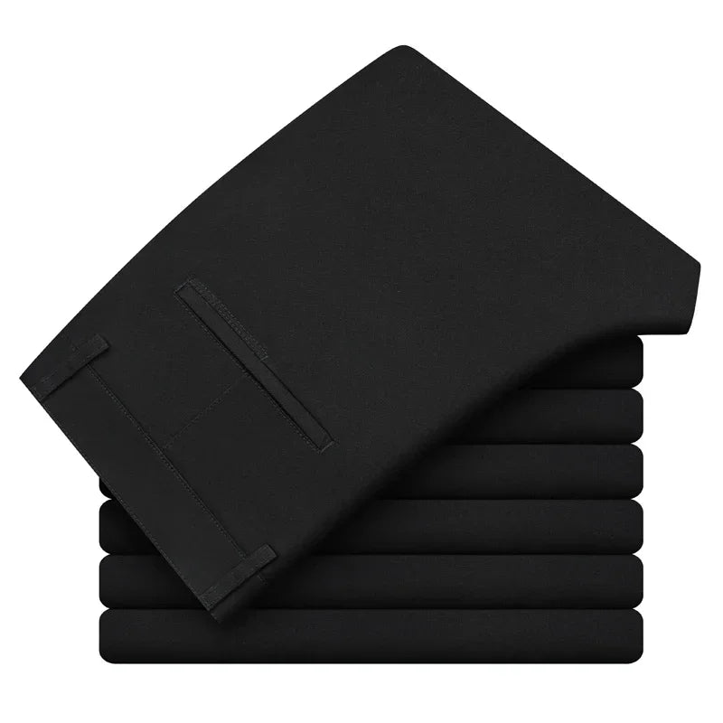 97% Cotton Classic Men's Casual Pants New Soft Cozy Elasticity Straight Business Trousers Fashion Branded Clothing Size 28-38