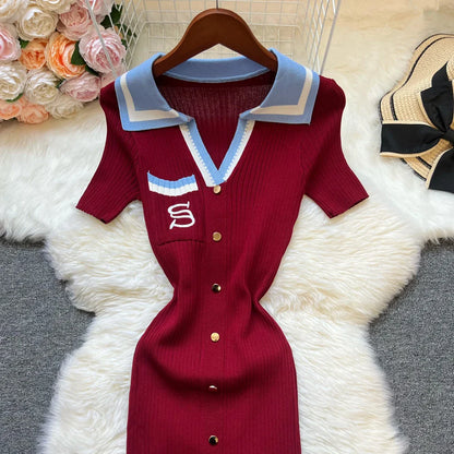 Fashion Summer Knitted Dress Women 2025 New Y2K Embroidery Long Bodycon Sweater Dress Streetwear Lady Vestidos