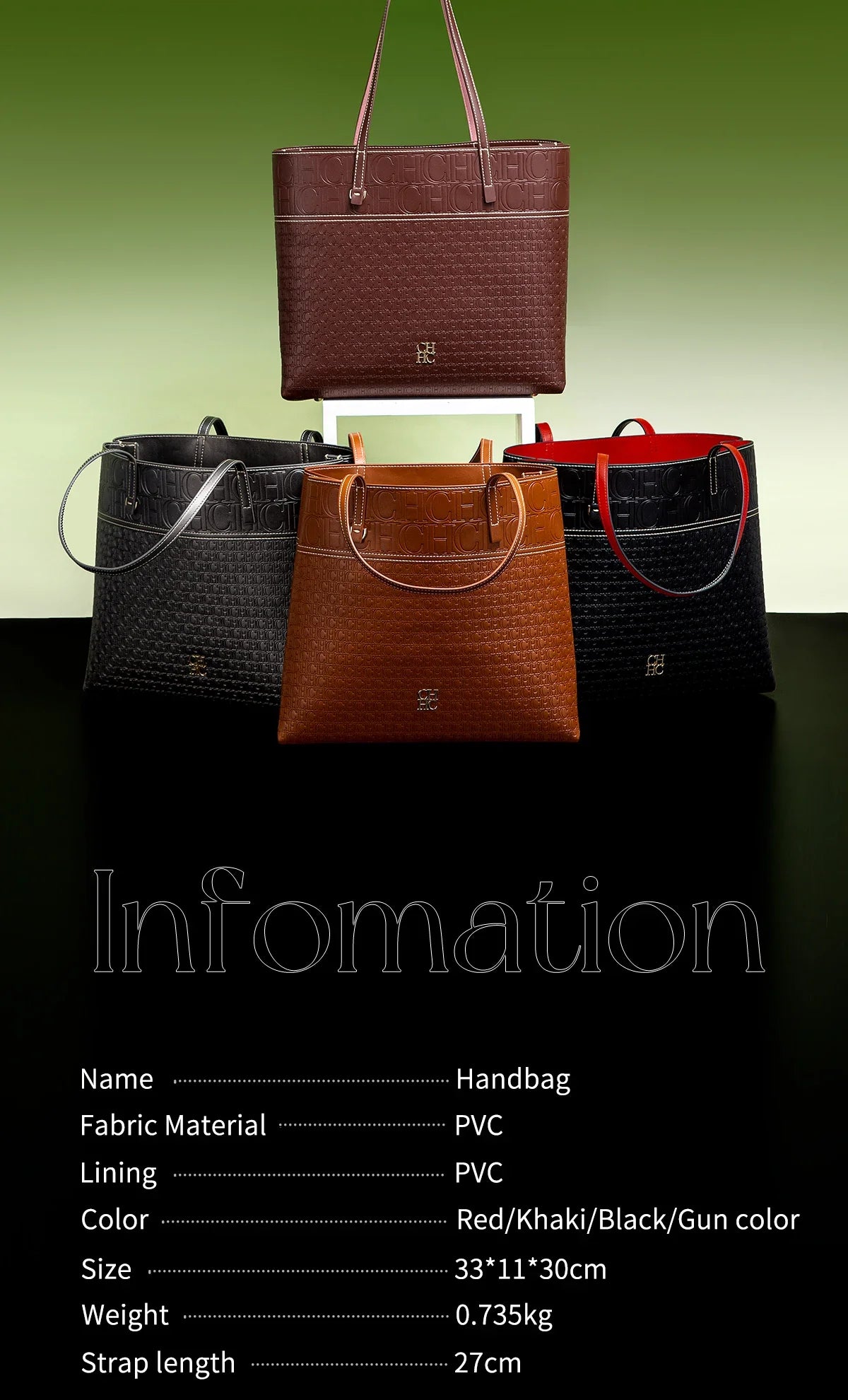 Fashionable Classic Retro Solid Color Women's Bag Large Capacity PVC Material Women's New Single Shoulder Handbag