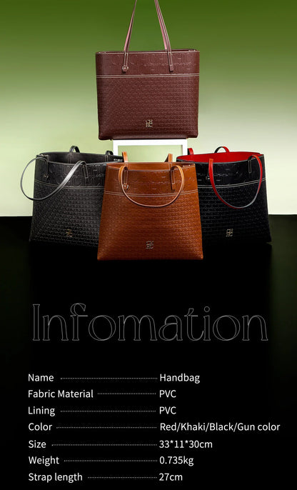 Fashionable Classic Retro Solid Color Women's Bag Large Capacity PVC Material Women's New Single Shoulder Handbag