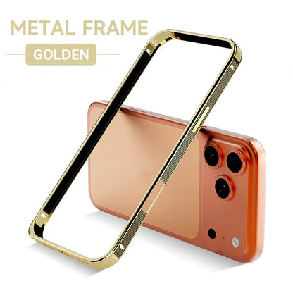 New Metal Anti Slip Border Buckle Heat Dissipation Phone Case For iPhone 17 Pro Max 15 14 13 16 Pro Max Bare Phone Feel Frame