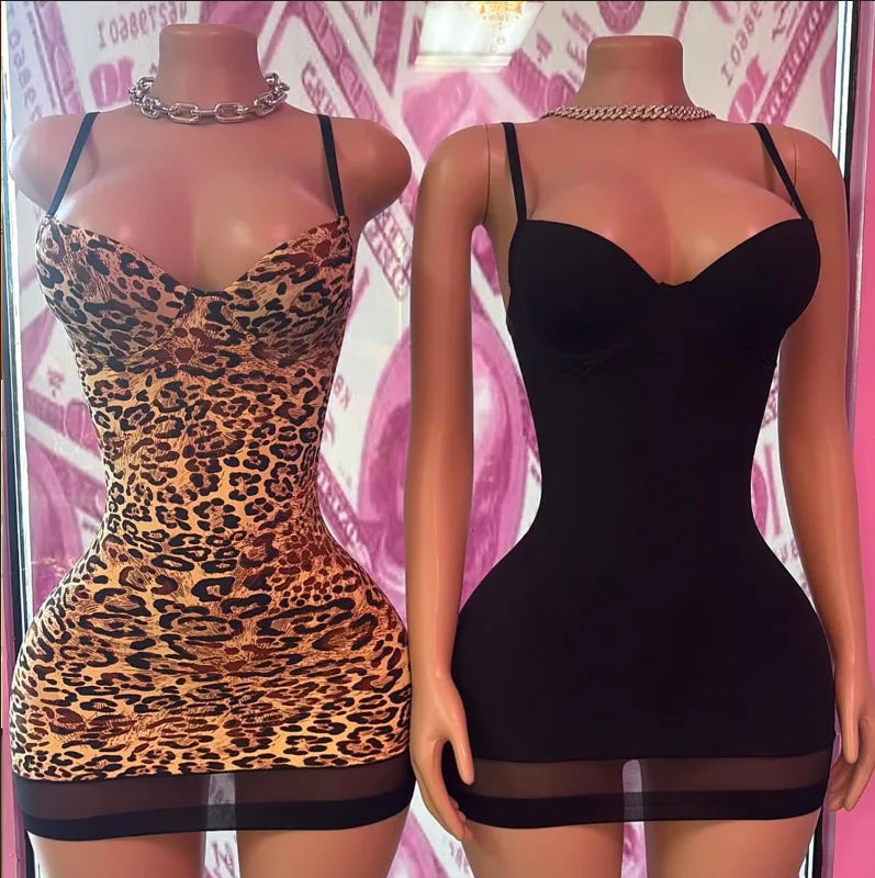 Tummy Control Butt Lifting Shapewear Dress Seamless Thin Camisole Bodycon Dress Stretchy Party Clubwear Mini Dress