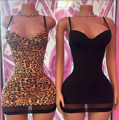 Tummy Control Butt Lifting Shapewear Dress Seamless Thin Camisole Bodycon Dress Stretchy Party Clubwear Mini Dress