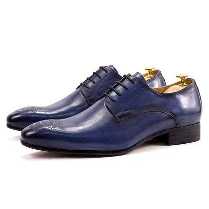 Classic Business Shoes Men Oxford Derby Genuine Leather Pointed Toe Fashion Lace Up High Quality Office Wedding Formal Shoe Male