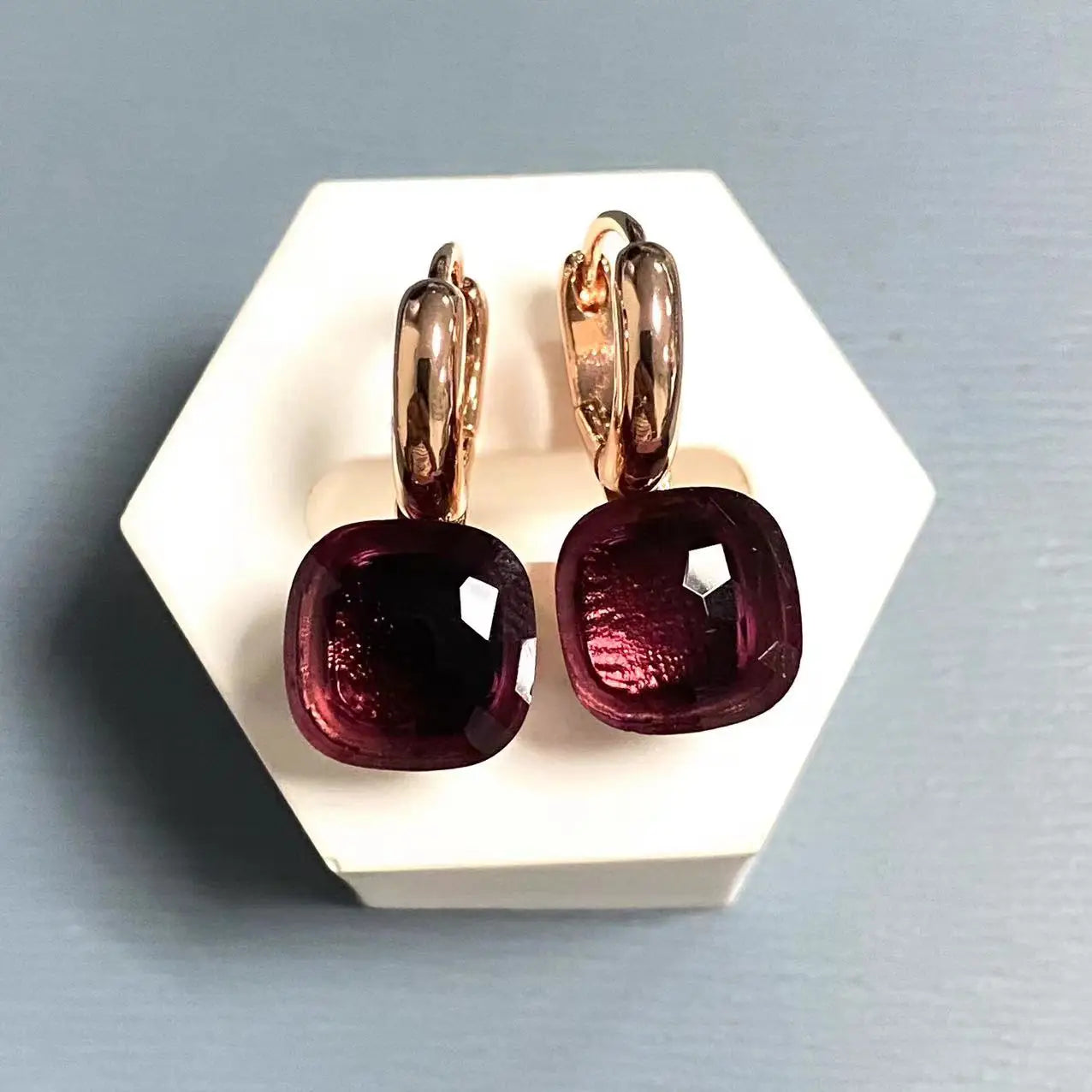 10.6mm Classic Nudo Earrings For Women High Quality Crystal Earrings Square Blue Topaz Earrings Fashion Jewelry Gift