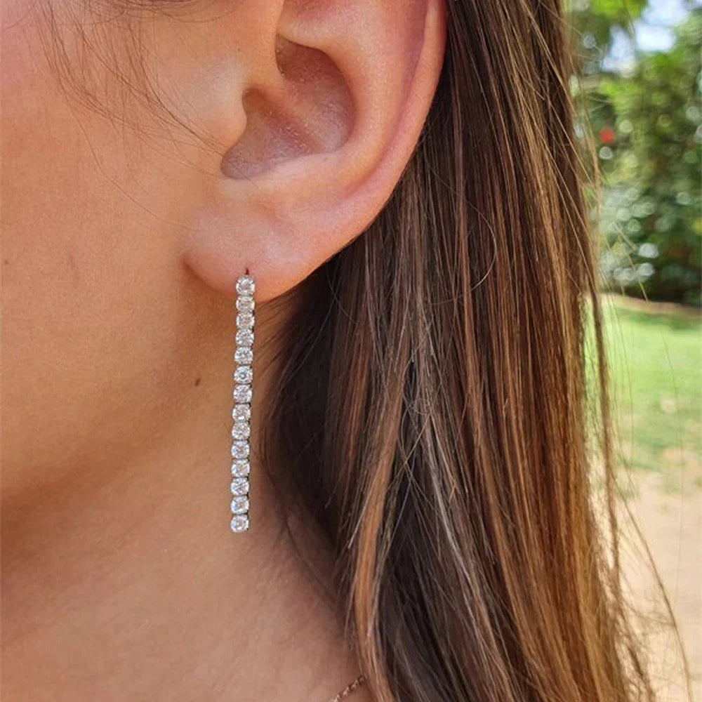 2.5/3mm Long Tassel Moissanite Tennis Drop Earrings With Certificate 100% S925 Silver Dangle Earring For Women Fine Jewelry