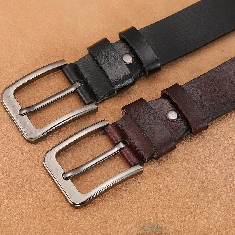 Men Genuine Leather Belts High Quality Pin Buckle Waist Straps Belt  for Men LONG Large 110 120 130 140 150 160 170cm Plus Size