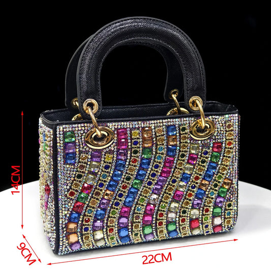 Elegant Multicolor Color Women's  Heels and Rhinestone Handbag Set - Italian Design for Weddings and Parties