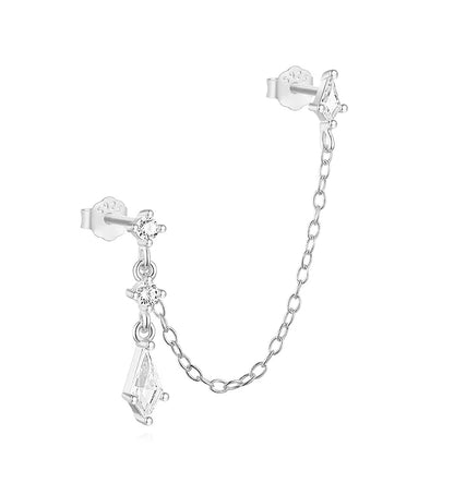 1PC Four Pointed Star Moon Tassel Lotus Cartilage Spiral Puncture 925 Sterling Silver Stud Earring For Women Ins Earring