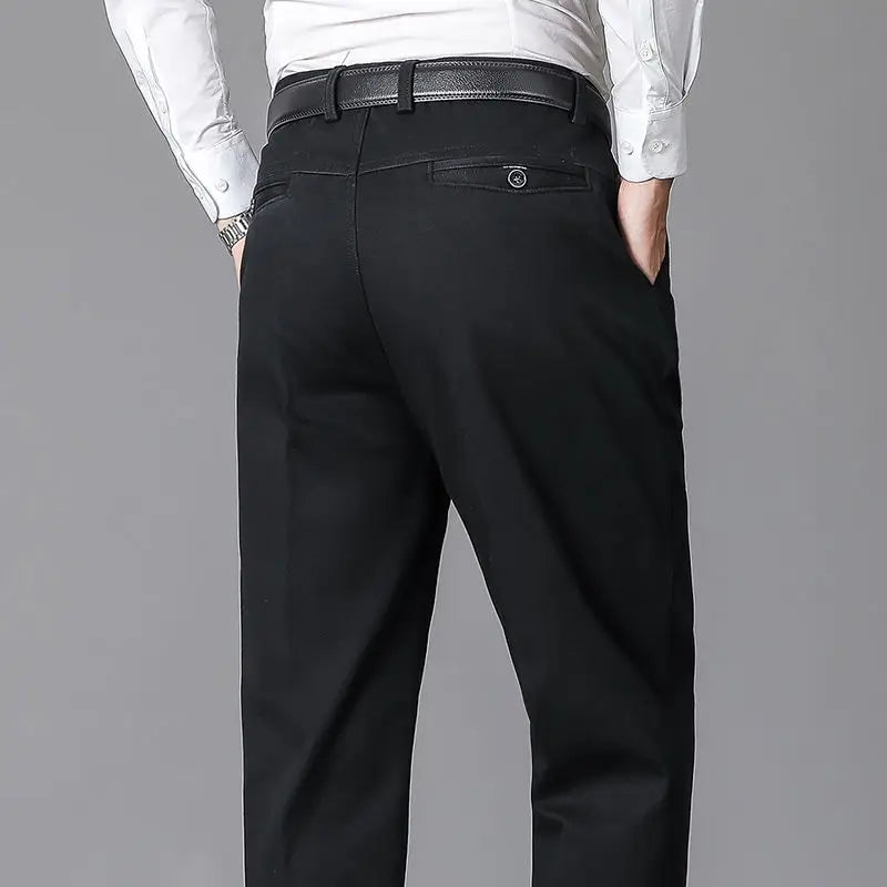 Summer Thin Pants Men's 100% Cotton Autumn Thick Trousers Fashion Brand Cargo Pants Smart Casual Solid Khaki Gray Suit Pant