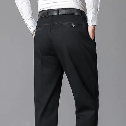 Summer Thin Pants Men's 100% Cotton Autumn Thick Trousers Fashion Brand Cargo Pants Smart Casual Solid Khaki Gray Suit Pant
