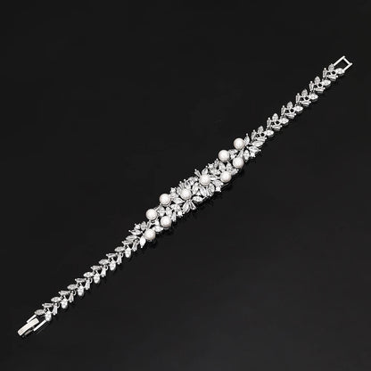 High Quality Zirconia Pearls 4pcs Jewellery Necklace Set Prom Wedding Jewelry Set Bridal Party Accessories