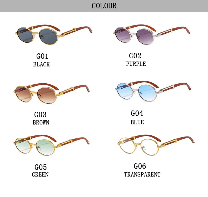 Oval Sunglasses Women 2024 Trendy Designer Wooden Sunglasses Men Luxury Fashion Glasses Vintage Lentes De Sol Mujer Zonnebril