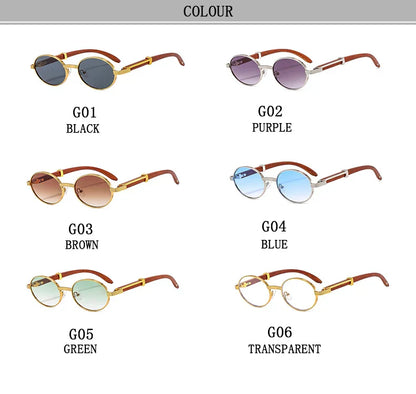 Oval Sunglasses Women 2024 Trendy Designer Wooden Sunglasses Men Luxury Fashion Glasses Vintage Lentes De Sol Mujer Zonnebril