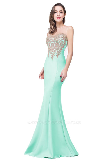 Elegant Mermaid Evening Dress Women Sweetheart Illusion Golden Appliques Lace Wedding Party Prom Gown Robe de Soiree