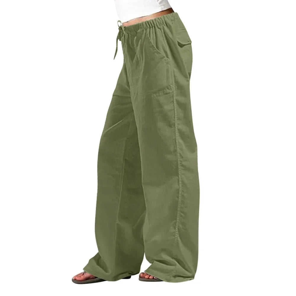 Summer Women Cotton Linen Pants Hight Waist Loose Oversized Trousers Female Long Casual Solid Color Pants Streetwear Women