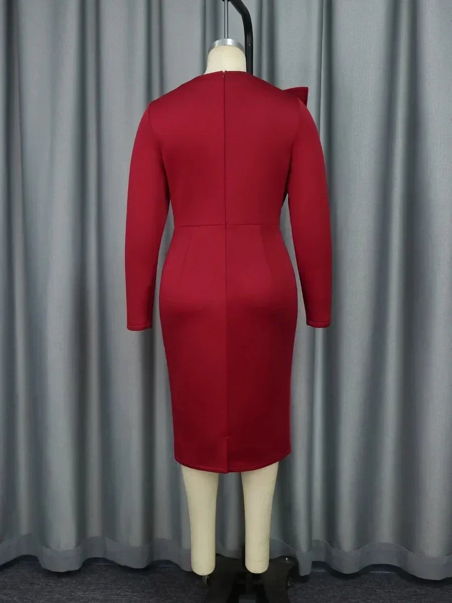 Elegant Church Dresses for Women Party Bodycon Long Sleeves with Lace Appliques Sheath Classy Occasion Africa Wedding Guest