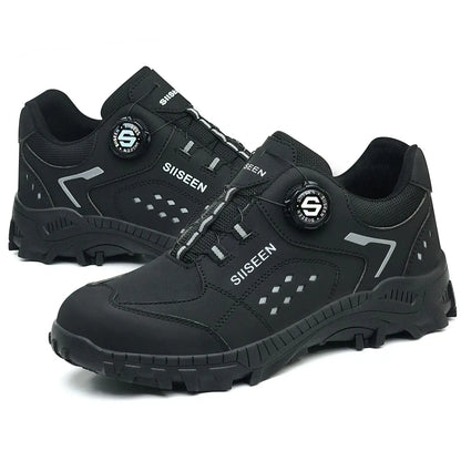 Steel Toe Safety Shoes for Men - Puncture Proof, Slip Resistant & Durable Work Boots for Construction, Outdoor Industrial Use