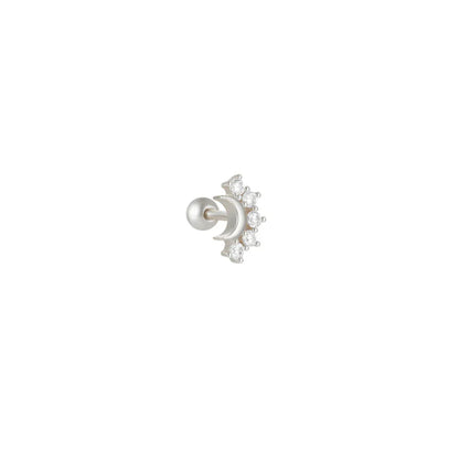 1PC 925 Sterling Silver Crown Horse Eye Zircon Heart Flat Head Cartilage Piercing Stud Earring For Women Claasic Earring