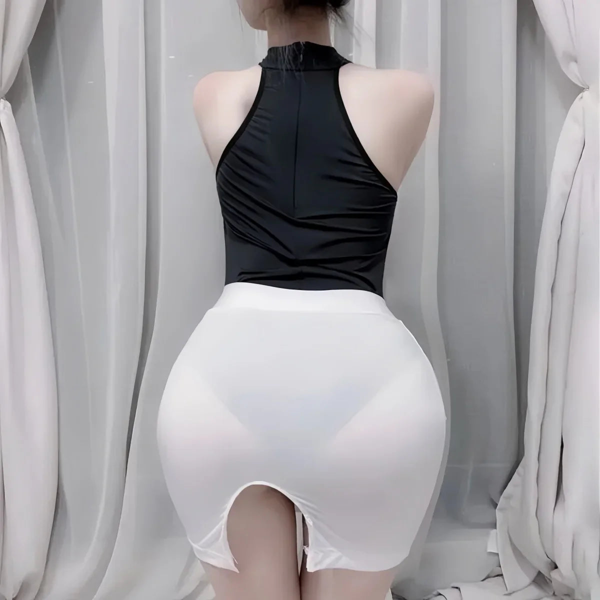 Wrap Hips Cut Out Side Pencil Mini Skirts See Through Black Ultra Short Skirt for Women Night Club Street Wear