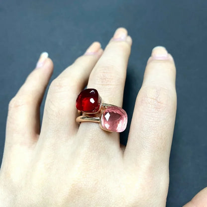 2Pcs/Set Fashion Stacked Candy Ring Women Mix Color Crystal Jewelry 30 Colors Trendy Gift for Valentine's Day